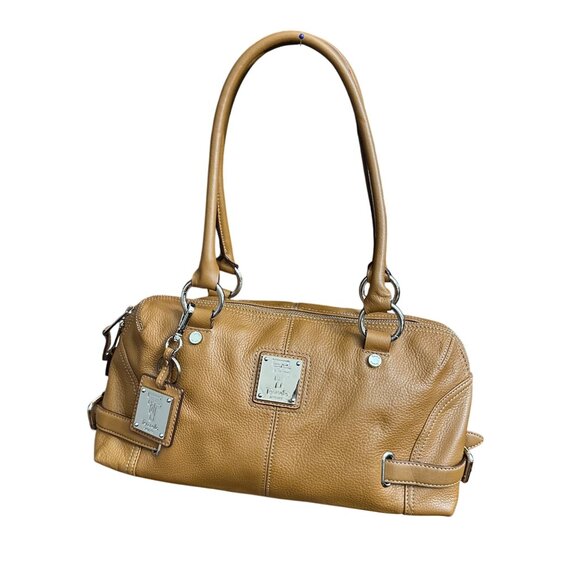 Tignanello Women's Pebbled Leather Shoulder Handbag Purse Brown With Wristlet - Picture 3 of 16